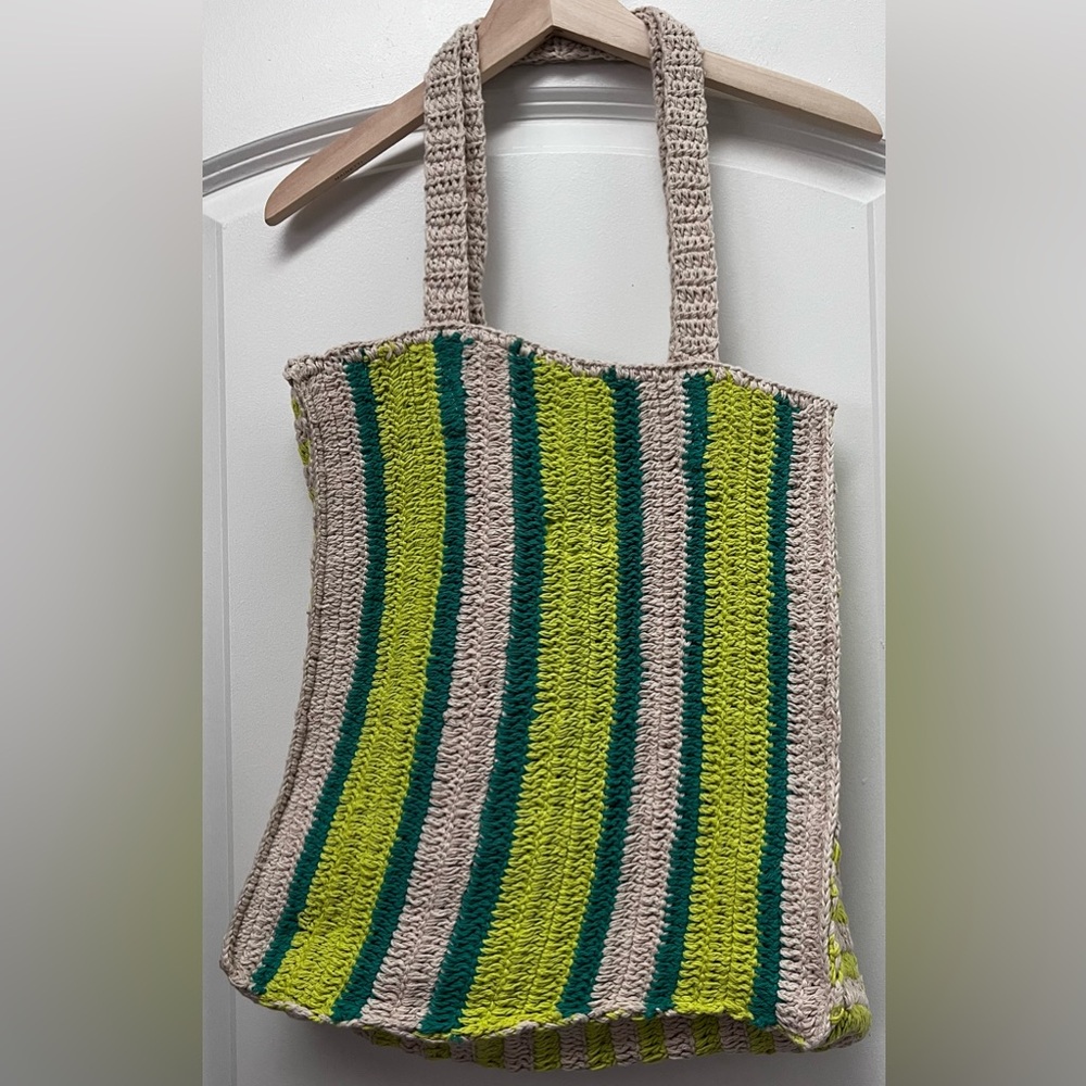 NWT Universal Thread Knitted Tote Bag, Cream/Green